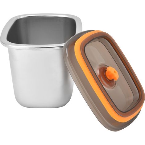Lebensmittelbehälter aus Edelstahl 304 und lebensmittelechtem PP-Silikon, tragbarer Aufbewahrungsbehälter für Picknicks, Camping und Outdoor-Aktivitäten, 550 ml (1/5)