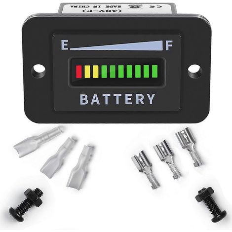 Indicateur de niveau de batterie LED 48 V pour voiturette de golf, Club Car et chariots élévateurs (IP65). (1/5)