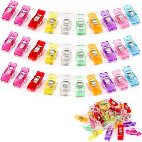 100 PCS Pince pour Couler Clip,Clips de Couture, en Plastique Couleurs Assorties,Wonder Sewing Fabric Craft Clips (1/5)