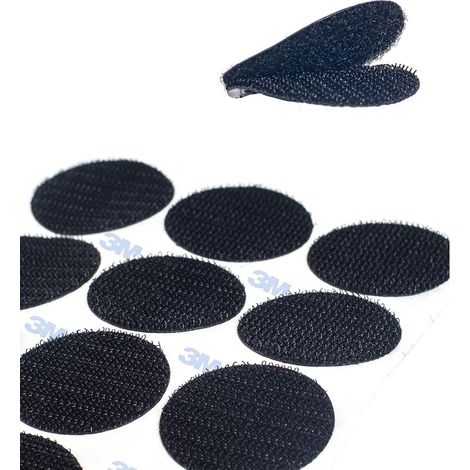 38mm x 36 Paires Pastille Adhésif Fixation Extrême Fort 3M Colle Adhésive, Auto Agrippant Double Face, Rond Montage Crochets et Boucles Autocollantes Fixation Murs Verres Métaux, Noir KXB5057 (1/5)
