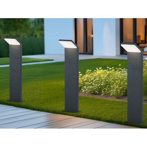LED Sockelleuchten 3er SET Aluminium Anthrazit, Höhe 50cm, IP54 (1/5)