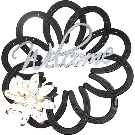 Dekoratives Hufeisen-Türschild [Eisen] [30 cm] [1 Stück] Traditionelles, rustikales Schmiedeeisen-Geschenk für Zuhause, handgefertigt (1/5)