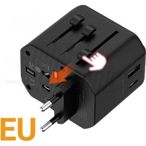 Alpha elettronica adattatore da viaggio universale con presa di ricarica usb a/c 2,1a 23-36 (1/5)