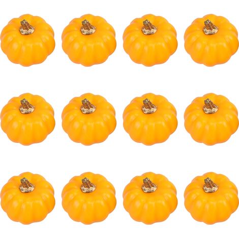 Simulation de citrouille réaliste, 12 pièces, faux modèle décoratif en mousse, citrouilles artificielles pour la récolte et les vacances, jaune (1/5)