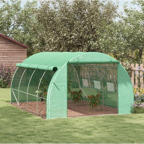 CHICFURN Serra a tunnel da giardino 397 x 300 x 200 cm in acciaio verde, UV e facile accesso (1/5)