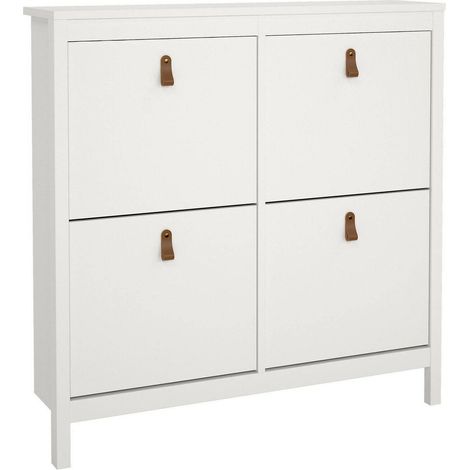 Dmora - Scarpiera Actinidia, Mobile portascarpe, Armadio da ingresso multiuso, Mobiletto per calzature, 103x25 h103 cm, Bianco