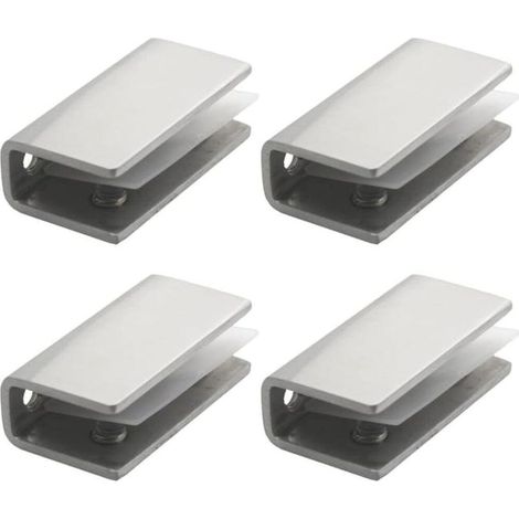 Pince Verre Inox, 4 Pièces Support Etagere Verre, Support Miroir 8-12MM, Fixation Miroir Mural, pour Fenêtre de Main Courante Descalier (1/4)