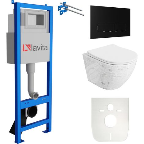 LAVITA WC Set mit Vorwandelement, Wand-WC und Spülknopf (1/5)