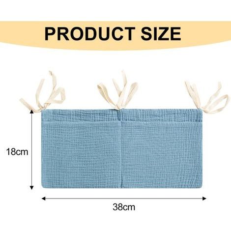 Longziming – Blauer Hänge-Organizer für Babybetten – 2-Fächer-Organizer für Windeln, Spielzeug und Babykleidung – Seitliche Aufbewahrungstasche für Babybett und Laufstall (1/5)