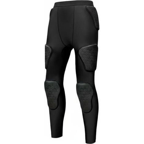 Pantalon de Protection Adulte Compressif Rembourré Collant Sport Antichoc avec Rembourrage EVA Ajustement Sérré Souple et Léger Adapté à, XXL, Black-Black Line (1/5)