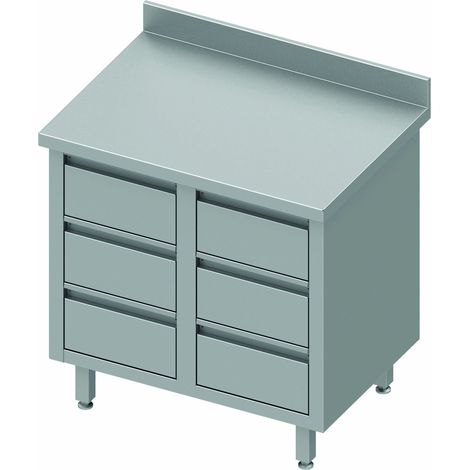 Armoire Basse Inox 6 Tiroirs & Dosseret - Profondeur 800 - Stalgast