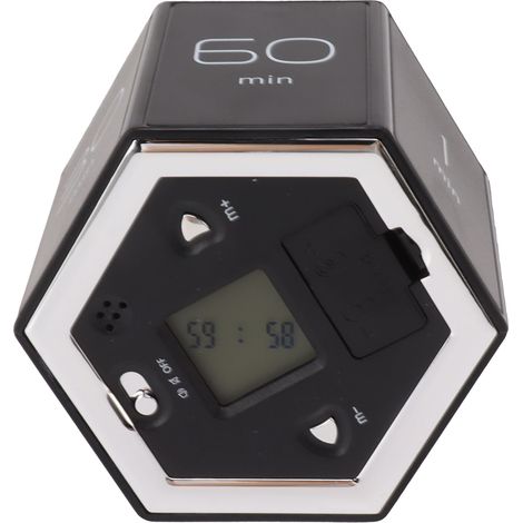 Chronomètre magnétique Flip Timer avec alarme silencieuse, cube de gestion du temps à écran LCD, noir, pour cuisine, étude et travail (1/5)