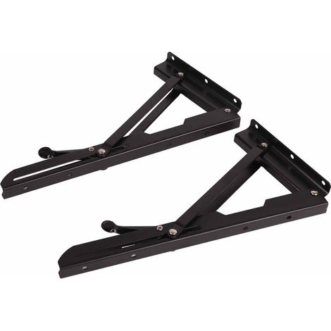 Set aus 2 klappbaren Metallregalhalterungen, Wandmontage, dreieckige klappbare Schreibtischstütze. (1/5)
