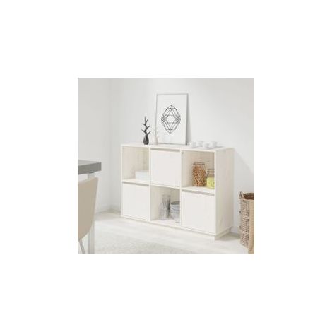 Buffet Blanc 110,5x35x80 Bois massif de pin (1/5)