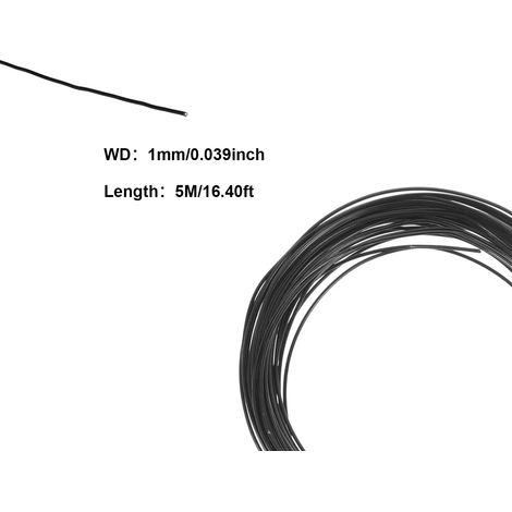 Fil d'aluminium noir (1 mm) 5 m/rouleau, forme bonsaï, disponible en six tailles pour le jardin et la création de formes pour plantes. (1/4)