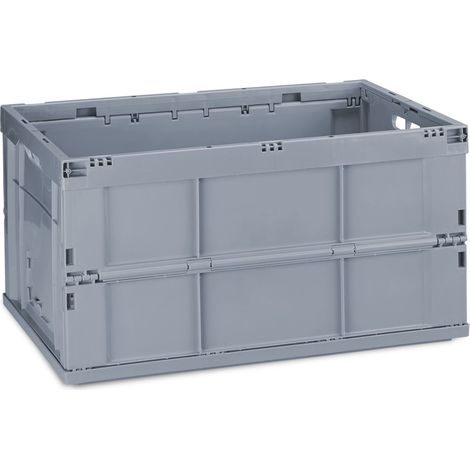 Scatola portaoggetti pieghevole impilabile 31,5 x 58,5 x 40 cm capacità 60 litri in polipropilene nero 130006030