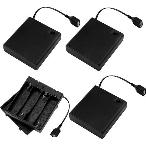 4-teiliger AA-Batteriehalter mit USB-Anschluss, Aufbewahrungsbox für 4 AA-Batterien, 6V-Kunststoff-Batteriehaltergehäuse mit USB-Buchse für Spielzeug, ferngesteuerte Autos und Elektronikprojekte (1/5)