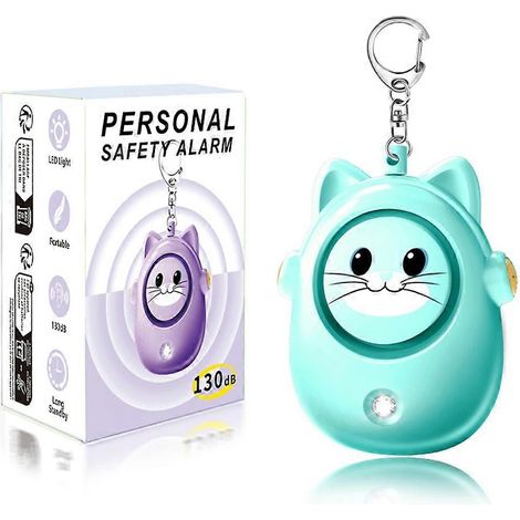 Alarme de sécurité personnelle H8 avec motif chat mignon, 130 dB, porte-clés d'urgence, dispositif d'autodéfense pour femmes et enfants (1/5)