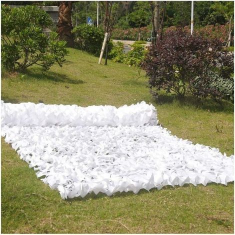 Filet de camouflage rectangulaire blanc, voile d'ombrage, protection solaire, filet de camouflage anti-regard intérieur et extérieur adapté au jardin, à la voiture, au camping,3X5M (1/5)