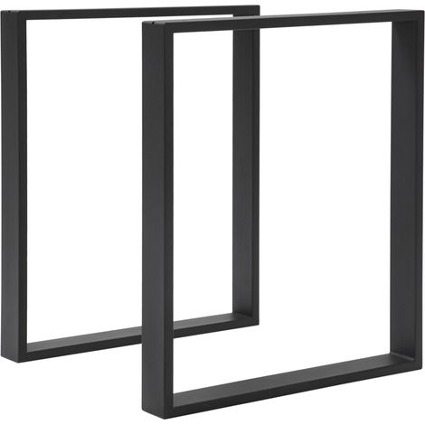 Lot de 2 Pieds de Table Rectangulaires en Acier Noir, Hauteur 72 cm, Pieds de Table Contemporains pour Table Basse, Bureau ou Console, Design Moderne (1/5)