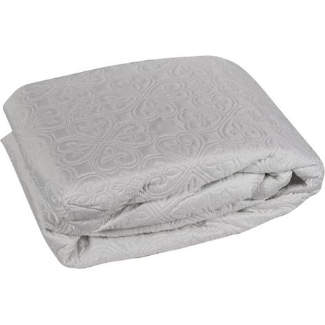 Coprimaterasso matrimoniale Antiacaro 180x200 cm - Coprimaterasso Trapuntato con bordo da 25 cm - Colore panna trama a fiori ed angoli elasticizzati (1/5)