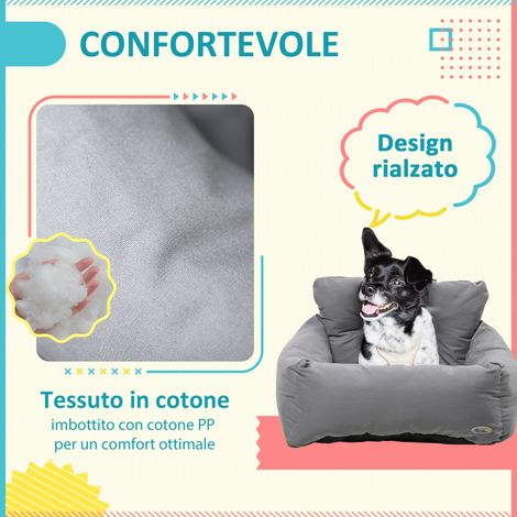 Coussin auto pour chien de petite taille, gris anthracite, amovible et lavable, avec harnais de sécurité intégrés (1/5)
