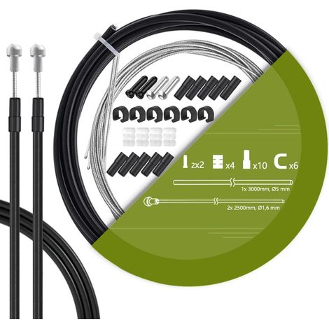 Lot de Câbles de Frein de Vélo, Câble de 2500 mm Avec Gaine Extérieure de 3 m, pour Vélos de Route/Ville