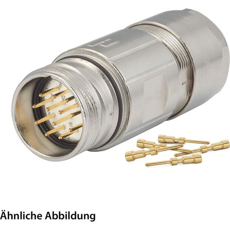HUMMEL SET inkl. Kontakte M23 Signal Kupplungssteckverbinder, Crimpeinsatz gerade Polzahl 12-pol., Stift Kabelabgang gerade, Klemmbereich 11,0mm - 17,0mm - 1 Stück