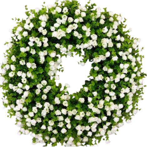 Couronne de fleurs d'eucalyptus colorées - Blanche - 34 cm (1/5)