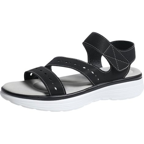 Sandali estivi piatti da donna con suola morbida e confortevole, chiusura casual, punta aperta, taglia 8