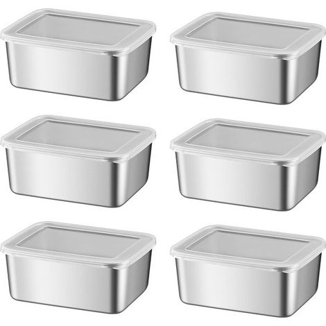 Set di 6 contenitori per alimenti in acciaio inox, ciotole per snack con coperchi per frutta, noci e caramelle, ideali per la cucina, la tavola e le feste. (1/5)