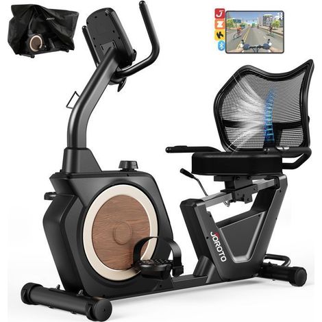 Halblangliegendes Heimtrainer - JOROTO - JH50 - Tragfähigkeit 182 kg - 16 magnetische Widerstandsstufen - Breiter, belüfteter Sitz