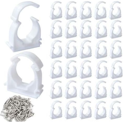 50 Collier De Serrage,25mm Pvc Blanc,Fixation Tuyau,Eau Domestique,Câblage (1/5)