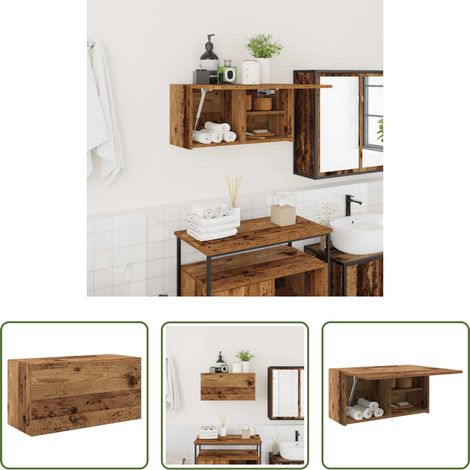 Holzwerkstoff - Bad-Wandschrank Altholz-Optik 60x25x30 cm Holzwerkstoff (1/5)
