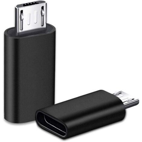 2 Pièces USB C Adaptateur, Micro USB vers USB C, Adaptateur USB C vers Micro USB Connecteur, Adaptateur Type C Fem Micro USB Male Connecteur pour PC, Galaxy, Mate, etc (Noir)
