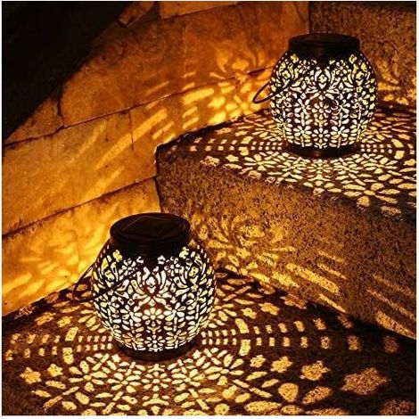 Outdoor Solar Lantern, 2 Packs LED Solar Garden Lights IP65 Waterproof Warm White Energy Lantern Hanging for Patio Terrace Yard Lawn Table Party Oriental Home Decoration (1/5)