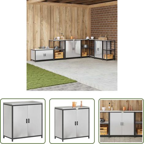 vidaXL Küchenorganisation - Küchenaufbewahrung mit Regal Silber 60 x 50 x 92 cm Stahl (1/5)