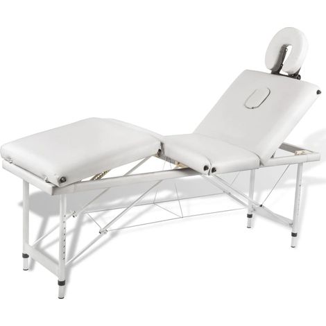Camilla de masaje plegable de 4 zonas con estructura de acero inoxidable color blanco crema 020001877 (1/5)