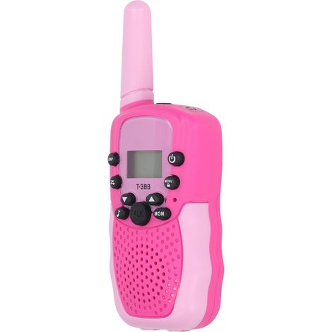 Lot de 3 talkies-walkies pour enfants avec lampe torche LED rétroéclairée, longue portée, pour les activités familiales en extérieur, le camping et la randonnée (rouge et rose). (1/5)