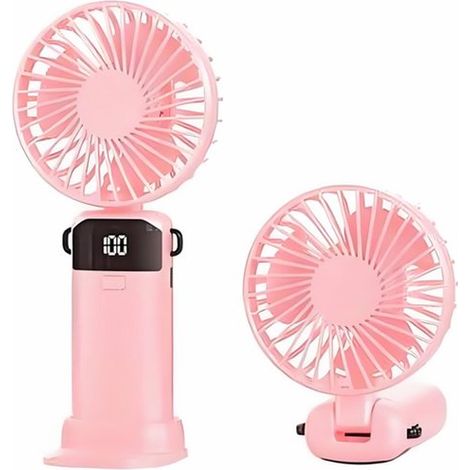 Ventilateur portable - Mini ventilateur - Batterie rechargeable 1500 mAh - Affichage numérique - 5 vitesses - Pliable - Idéal pour le bureau, la maison et les voyages - Rechargeable par USB-C - Câble (1/5)