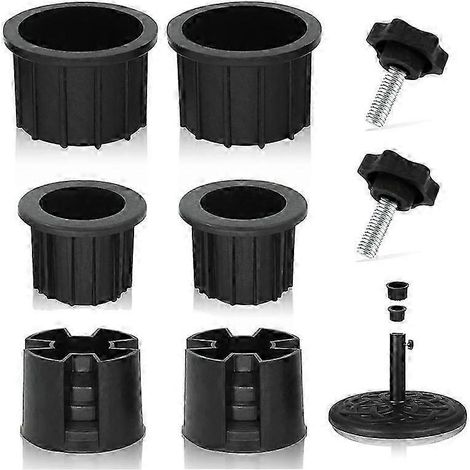 Set mit 8 Stoppern und Kappen für Sonnenschirmständer – Ersatzteile für Terrassen-Sonnenschirmständer – Schwarz