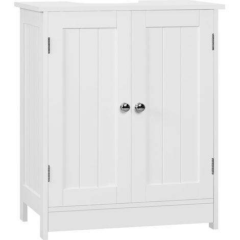 Woltu – Meuble sous vasque simple MDF blanc 50x30x60 cm – Hydrofuge et résistant à l'humidité – Étagère réglable – Charnières métalliques (1/5)