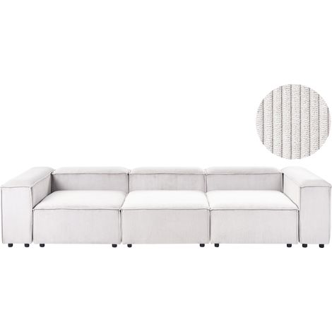 Sofá modular 3 plazas moderno patas negras tapizado pana blanco crema Ardal (1/5)