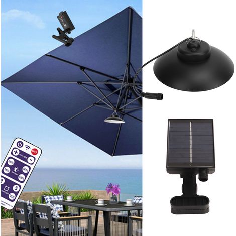Parapluie lumineux LED portable à énergie solaire avec minuterie et télécommande (1/5)