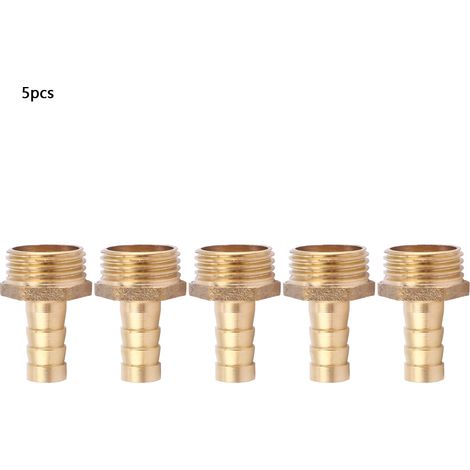 Lot de 5 raccords mâles BSP à embout cannelé de 10 mm en laiton (3/4").