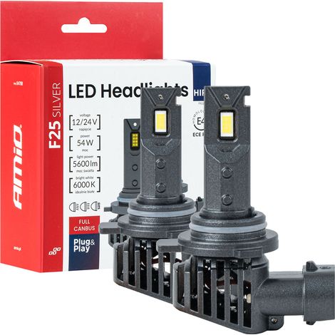 Lampadine LED per auto F25 argento full canbus 54W HIR2 9012 12V 24V amio-04708 (1/5)