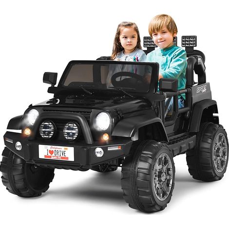 Costway – Voiture électrique 12V pour enfants 3+ ans – 2 places – Télécommande 2.4G – Lumières LED – Musique – Dimensions 123x80x80 cm – Noir