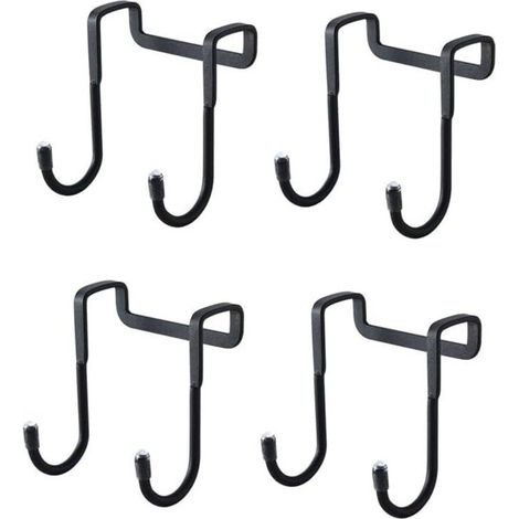 Lote de 2 ganchos para puertas de armario de acero inoxidable negro, ganchos para toallas de ducha, 2 ganchos con puntas de goma para baño, cocina, dormitorio, abrigos y toallas (1/5)