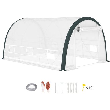 Outsunny Walk-in Tunnel Greenhouse, Upgraded Structure, Mesh Door & Windows (1/5)