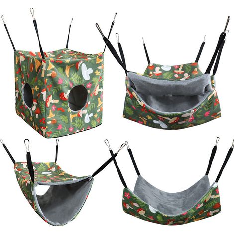 Hamac Maison pour Hamster Lot de 4 Accessoires de Cage à Rats Lavables Lit Cachette pour Cochon d'Inde Nid Suspendu Doux pour Furet Balançoire Cabane Literie pour Petits Animaux pour